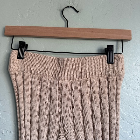 Free People Beach Ribbed Knit Flare Sweater Pants Beige XS Coastal Resortwear - Picture 5 of 7